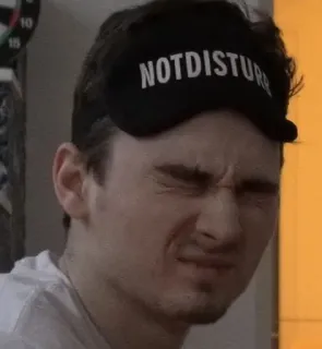 🌟 454a87b2 NOTDISTURB dormir, hombre, no molestar, antifaz, cansado, cara telegram sticker