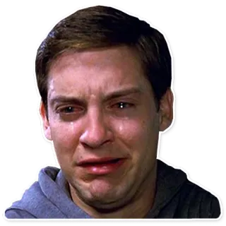 😰 90ace4e5 Peter Parker Spider-Man chorando, triste, filme, expressão, Tobey Maguire telegram sticker