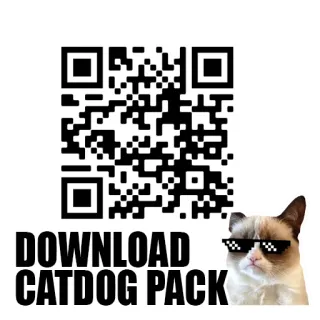 🎁 feaddc13 DOWNLOAD CATDOG PACK gato, cão, pacote, código QR, óculos de sol pixelados telegram sticker
