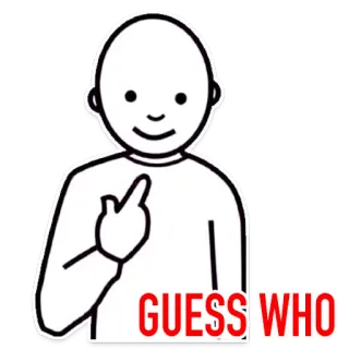 👆 00217be5 GUESS WHO dito medio, gesto offensivo, cartone animato, indovina chi, scortese telegram sticker