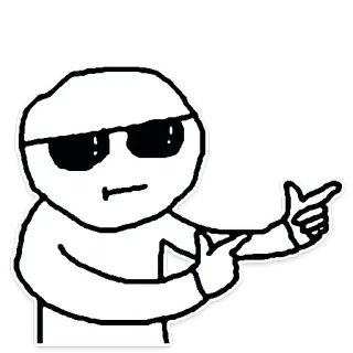 😎 2abdc91e figo, occhiali da sole, indicando, cartone animato, bianco, personaggio telegram sticker