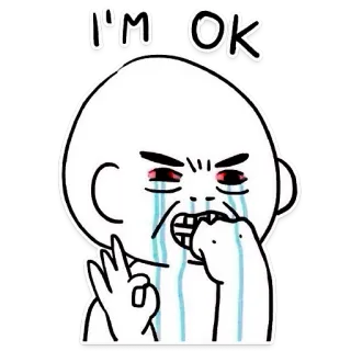 👌 37741055 I'M OK ok, piangere, lacrime, espressione, emozioni, cartone animato telegram sticker