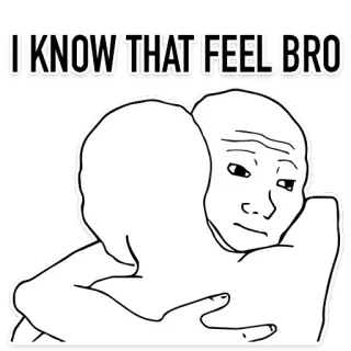 💔 52db1e1c I KNOW THAT FEEL BRO Meme, Conosco quella sensazione, Sensazioni, Abbraccio, Meme di internet telegram sticker