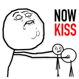 💋 5a7a5ab8 NOW KISS Meme, Ora bacia, Meme di internet, Divertente, Umorismo, Cartone animato telegram sticker