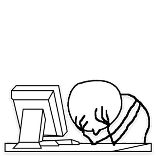 👨‍💻 eaa1ad45 computer, triste, stress, lavoro, meme, ufficio, mani in testa telegram sticker