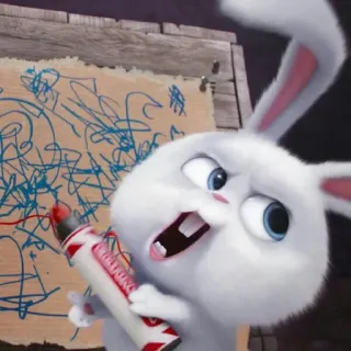 📝 1e38a105 Snowball The Secret Life of Pets 토끼, 만화, 귀여운, 그림, 마커, 애니메이션, 토끼 telegram sticker