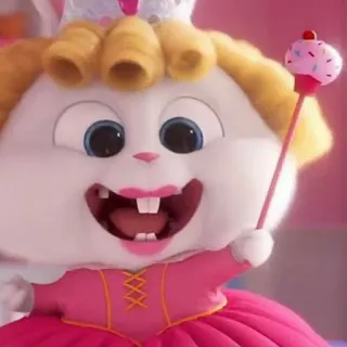 💡 80e09a7e Snowball The Secret Life of Pets 토끼, 토끼, 공주, 컵케이크, 귀여운, 애니메이션, 만화 telegram sticker