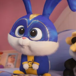 😦 88e92399 Snowball The Secret Life of Pets 동물, 만화, 토끼, 토끼, 파란색, 귀여운, 애완 동물, 마이펫의 이중생활, 캐릭터 telegram sticker