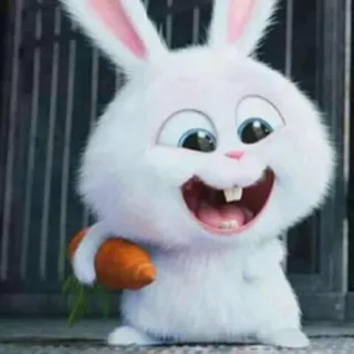 😛 ee907d39 Snowball The Secret Life of Pets 토끼, 당근, 동물, 애완동물, 귀여운, 만화, 폭신한 telegram sticker