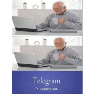 😐 e5b8e2fd Hide the Pain Harold Telegram Logging out... Meme, Internet, Social media, Disconnettersi, Telegram, Harold whatsapp sticker