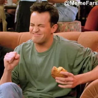 ✊ 5c70bc7b @MemeFars Meme, Chandler Bing, Friends, Lustig, Reaktion, Essen, Essen telegram sticker