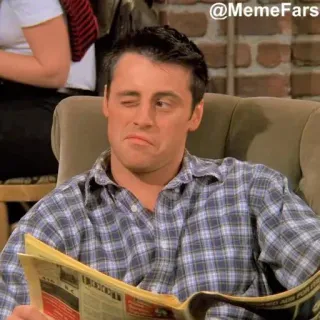😉 a1556e40 Joey Tribbiani Friends @Memefars Meme, Lustig, Freunde, Joey, Joey Tribbiani, TV Serie, Sitcom, Zwinkern telegram sticker