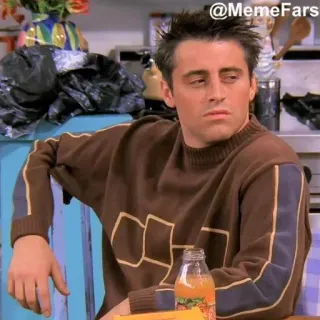 😒 be0d60b1 Joey Tribbiani Friends @MemeFars joey, friends, fernsehserie, meme, komödie, 90er telegram sticker