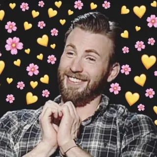 😍 5786f848 Chris Evans attore, sorriso, cuori, fiori, celebrità telegram sticker