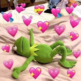 🥰 afe9c5b8 Kermit rana, kermit, amore, cuori, muppet telegram sticker