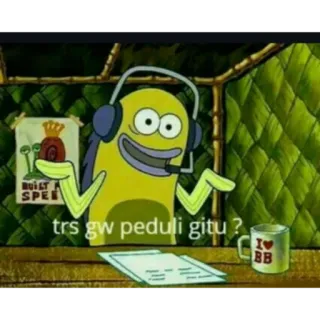 🃏 1429ef0e trs gw peduli gitu ? spongebob, meme, kartun telegram sticker