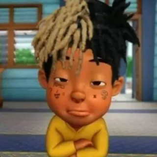 🤡 6d4efec8 Upin Kartun, XXXTENTACION, Fanart, Karakter, Penghormatan telegram sticker