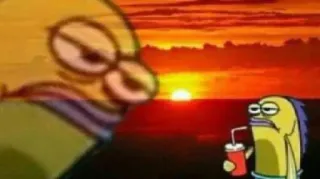 🤡 b8f587cd ikan, matahari terbenam, spongebob, minum, kartun telegram sticker