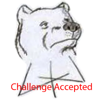 😉 aab658eb Challenge Accepted! 북극곰, 곰, 챌린지, 동물, 일러스트, 스케치, 웃긴 telegram sticker