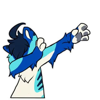 🎖 535b44f6 furry, dab, animal, blue, cartoon, cute telegram sticker