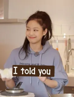 😏 6409b577 I told you orang, wanita, dapur, memasak, hoodie telegram sticker