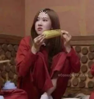 🧐 748cd5b8 Rosé @CosasDeB1inkss kpop, mawar, blackpink, makan, jagung, idola, penyanyi telegram sticker