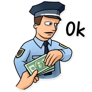 🙄 89023399 Ok politie, geld, cartoon, agent, wet telegram sticker