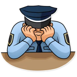 😪 ce877718 politie, verdrietig, uniform, agent, wetshandhaving telegram sticker