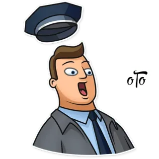😧 1d70e70d OTO cartone animato, uomo, polizia, uniforme, cappello, agente telegram sticker