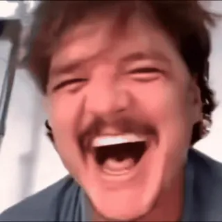 😭 ecbb7726 Pedro Pascal actor, hombre, riendo, celebridad whatsapp sticker