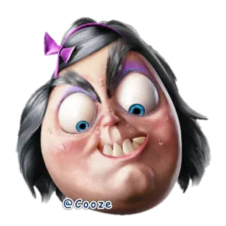 😁 45faa21c @Cooze Kartun, Ilustrasi, Wajah, Wanita, Jahat, Ungu whatsapp sticker