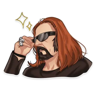 😎 0b1eb5bb uomo, occhiali da sole, capelli lunghi, barba, cool, elegante telegram sticker