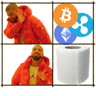 💩 3da34a6f Drake Meme, Meme Drake, Cryptocurrency, Bitcoin, Ethereum, Ripple, Tisu toilet telegram sticker