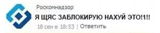 👹 46a1e7f5 Я ЩЯС ЗАБЛОКИРУЮ НАХУЙ ЭТО!1!! russian, offensive language, internet censorship, government agency whatsapp sticker