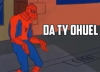🖕 b9758fe3 Spider-Man DA TY OHUEL spider-man, meme, funny, superhero, comic book whatsapp sticker