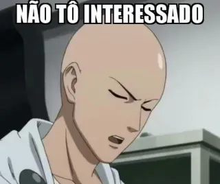 😒 beae8e09 Saitama One-Punch Man NÃO TÔ INTERESSADO Meme, Saitama, One-Punch Man, Tidak tertarik, Anime whatsapp sticker