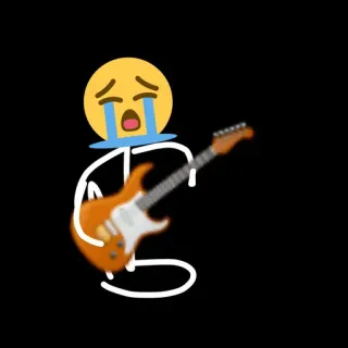 😭 33a1faec Emoji, Verdrietig, Huilend, Stokfiguur, Gitaar, Muziek telegram sticker