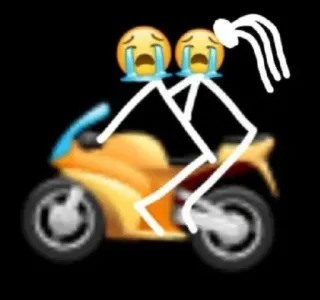 😭 7f7c6941 streepmannetje, motor, huilen, verdriet, cartoon, emoji telegram sticker