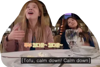 😅 167f2334 두부 컴다운~컴다운~
[Tofu, calm down! Calm down] tofu, calmati, coreano, cibo, persone telegram sticker