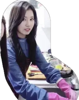 😖 2282eaca donna, cucina, guanti rosa, lavare i piatti telegram sticker