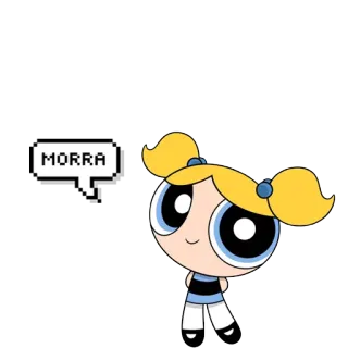 😵 01d67964 Bubbles Powerpuff Girls MORRA dessin animé, fille, autocollant, bulle, powerpuff, bulles, personnage de dessin animé telegram sticker