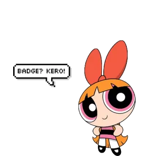 😌 373a90f3 Blossom The Powerpuff Girls BADGE? KERO! dessin animé, Les Supers Nanas, Belle, badge, Kero, animé telegram sticker