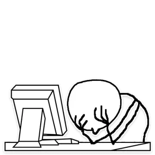 🤦‍♂ 7ae52bae disperazione, frustrazione, computer, mal di testa, omino stilizzato telegram sticker