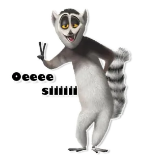 😊 95e36c53 King Julien Madagascar Oeeee siiii lemure, cartone animato, re julien, madagascar, animato telegram sticker