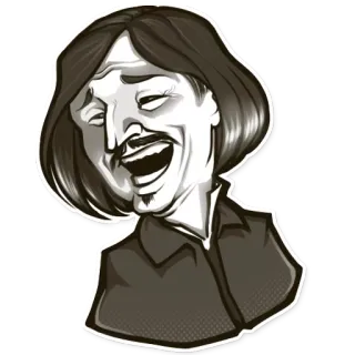 😆 136f2218 Desenho animado, Retrato, Homem, Rindo telegram sticker