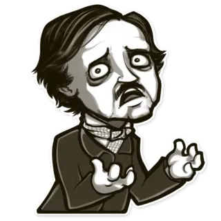 😩 354419cb Edgar Allan Poe Edgar Allan Poe, escritor, autor, desenho animado, retrato, literatura telegram sticker