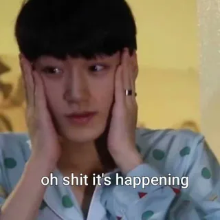 😱 b6fa4fc9 oh shit it's happening ミーム, リアクション, ショック, びっくり, 興奮, やばい telegram sticker