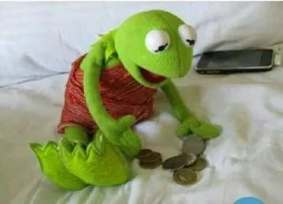 💰 5c13e5dc Kermit Kermit the Frog, muppet, coins, money, sad, financial difficulties telegram sticker