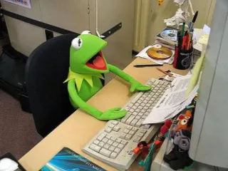 💻 7d0a3e4e Kermit Kermit the Frog, Muppets, typing, computer, internet, meme telegram sticker