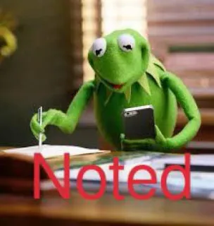 📝 c59c67f5 Kermit Noted kermit the frog, meme, noted, writing, thinking, funny telegram sticker